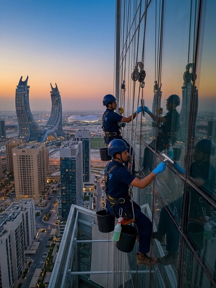 تنظيف واجهات الزجاج